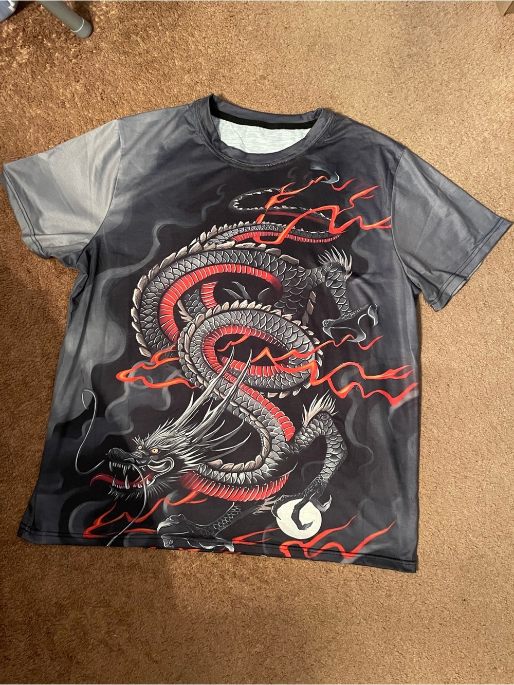 Men's Dragon Graphic Short-Sleeve Shirt - Black & Red